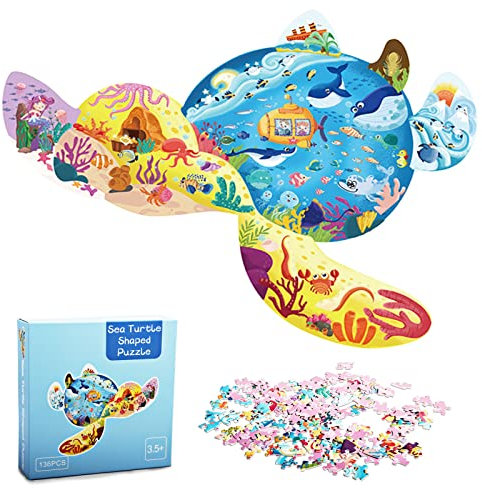 Sea Turtle Kids Puzzle 136 Pieces Puzzles Jigsaws for Children Age 3+, Best gift Jigsaw Puzzles for Kids Age 3+