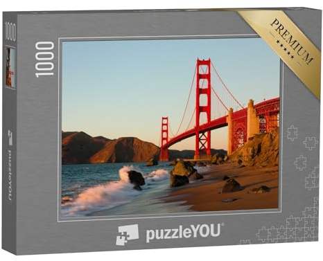 puzzleYOU: Puzzle 1000 Teile „Golden Gate Bridge in San Francisco bei Sonnenuntergang“ – aus der Puzzle-Kollektion Amerika, Golden Gate Bridge
