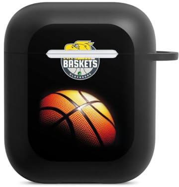 Hülle mit Karabiner kompatibel mit Apple AirPods (1. Generation) Case schwarz Schutzhülle mit Schlüsselanhänger Basketball Ewe Baskets Fanartikel