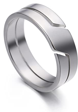 TEAMER Edelstahl Paar Ring Mode Einfach Lässig Fingerringe Schmuck Verlobung Jubiläum für Männer Frauen (10, STIL 1-SILBER)