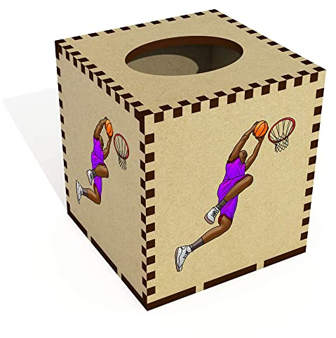 Square 'Basketball Slam Dunk' Wooden Tissue Box Cover (TB00048517)