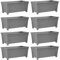 simpa Plastic Trough Garden Planter Pots 55cm Length - GREY, Set of 8 Pots - Suitable for Indoor or Outdoor Use with DIY Drainage Holes.