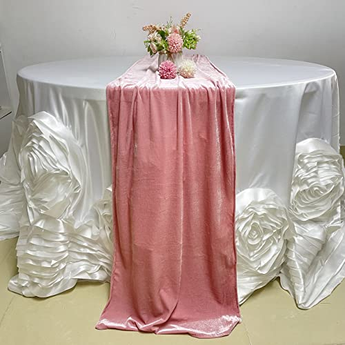 Luchuan Samt-Tischläufer, 3 m, Tischläufer für Hochzeitsempfang, weicher Samtstoff und Tischdekoration für Hochzeitsveranstaltungen, Rosa, 50,8 x 332 cm