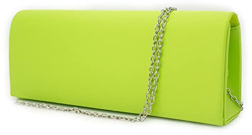 Pochette verde acido in raso elegante cerimonia da donna ragazza signora Borsa a mano piccola Clutch borsetta tinta unita di moda matrimonio comunioni Raso Verde lime