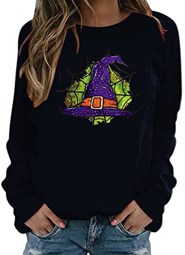 Sunnyuk Weihnachtspullover Pullover Damen Elegant Bunt Langarm Locker Damenpullover Sweatshirt Damen Weiss Herbst Winter Basic Langarmshirt Damen Ausschnitt Locker Oberteil Bluse Top Frauen