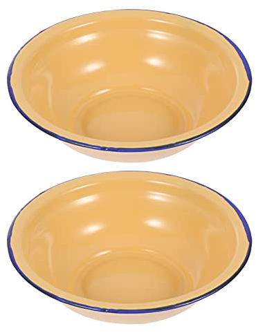 DOITOOL 2 Ciotole per Zuppa Vintage Bacinelle per La Preparazione Della Pasta Bacinelle per Zuppe Smaltate Arge Bacinella Smaltata Vintage Cinese Pratica Stoviglie Smaltate per La Casa