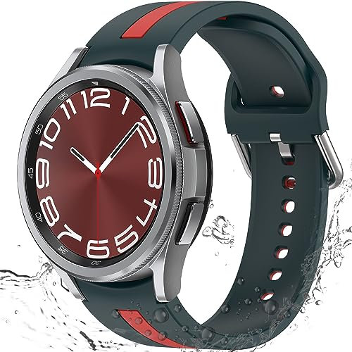 Miimall Correa de Silicona Compatible con Samsung Galaxy Watch FE/ 5/5pro/4/4 Classic/3/Active 2, 20mm Pulsera Deportiva Ligera y Suave, Correa de Repuesto para Samsung Galaxy Watch FE 40mm Verde Rojo