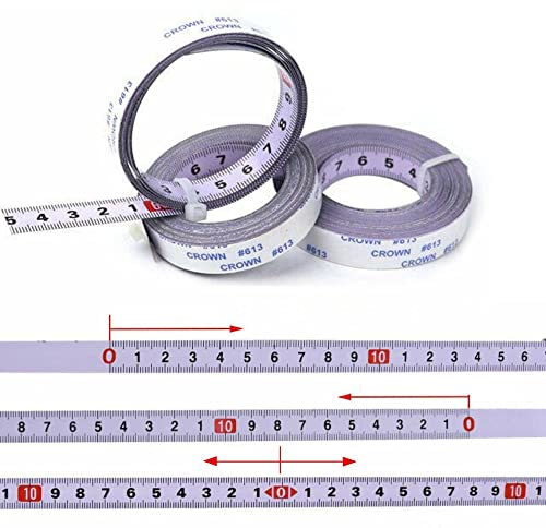 3 Rolls Self Adhesive Tape Measure Metric Scale Miter Track Tape Steel Workbench Ruler Adhesive Backed Sticky Measuring Tape for T-Track Router Table Band Saw Woodworking Tool (3 Mtr)