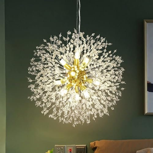 Lampadario di cristallo, 12 lampade d'oro Lampadario moderno Sputnik Sala da pranzo Cucina Soggiorno Lampadario