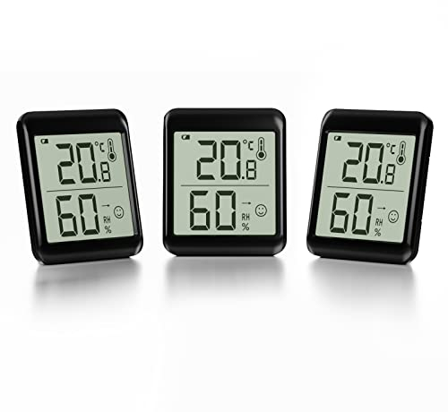 HOMVILLA 3 Pezzi Termoigrometro Digitale per Interni Termoigrometro Mini Indicatore Sorridente Misurazione del Termoigrometro per Misurare Temperatura e Umidità Domestica Ambiente Domestico