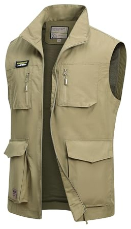 MeiLayM Gilet da Pesca da Uomo All'aperto Giacca Multi Tasca Senza Maniche Leggero Asciugatura rapida Giubbotto Sportivo Traspirante Senza Maniche Giacche Fotografia Campeggio Giacca Utility Gilet