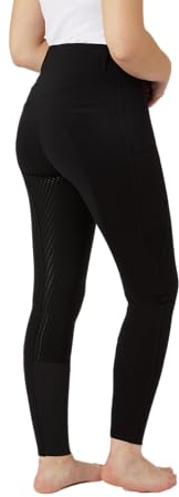 HORZE Reithose Damen Mira, Reitleggings mit Handytasche, Gürtelschlaufen und Vollbesatz, Schwarz, 40