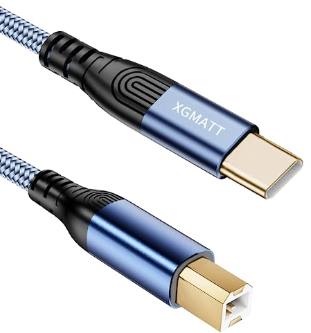 XGMATT Cable de impresora USB C de 1 m, USB B a USB C, cable de escáner, de nailon, compatible con Matebook, Dell, HP, Canon, Lexmark/Xerox/Brother/Samsung, etc., color azul
