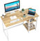 GreenForest Office Desk with Monitor Stand,120cm Home Computer Desk with Reversible Storage Shelves,Study Desk for Small Spaces,Oak