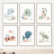 WoLWEs 6Er-Set Babyzimmer Wal Schildkröte Krabbe Delphin Seepferdchen Ozean Kinderzimmer Wandkunst Leinwand Malerei Poster und Drucke Bilder Kinderzimmer Dekor-A4 (Ohne Rahmen)