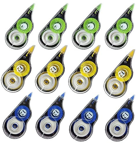12 Stück Korrekturbänder Set, Changyeah 12m x 5 mm Korrekturroller Korrekturmaus Mini mit Schutzkappe&Fenster Korrigieren Roller für Kinder Schüler Büro Zuhause Schulsachen