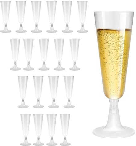 Diyxisk 20 Pezzi Trasparente Bicchieri Plastica, Bicchieri Cocktail, Calice Vino Personalizzato, Bicchieri Vino Festa, Riutilizzabili Bicchieri Champagne, per Feste, Matrimoni, Compleanni