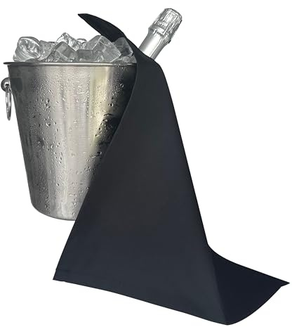 Catering Bottle Cloth, 42 cm, Polycotton, Corner Stitched Ring (Black, Pack of 1)