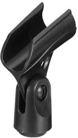 sourcing map Microphone Holder O.D 21mm - 33mm Plastic Interface Mic Holder Clip with 3/8 Plastic Adapter for Small Mic Black 1 Pcs