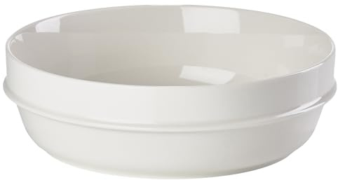 Zone Denmark Eau Pastaskål – Tiefe Schale für Pasta & Nudeln – Stapelbare Porzellan Schale – Minimalistisches Design – Spülmaschinengeeignet – 0,9 L, Ø 20 cm – Offwhite