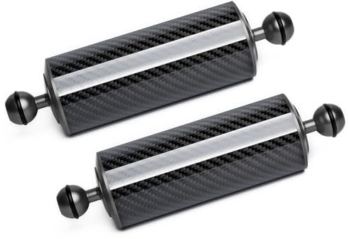 LetonPower Black 8 Carbon Fiber Underwater Float Arm (2-Pack) - Ultralight Dual 1 Ball Buoyancy System for Diving Tray Video Lights & Strobes