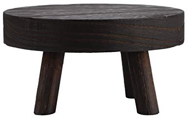 TITA-DONG Support de Plante en Bois Vintage, Présentoir de Tabouret Rond Surélevé en Bois, Support de Pot de Fleur Décoratif Multifonctionnel Intérieur Extérieur pour la Maison, Décoration de(Noir/S)