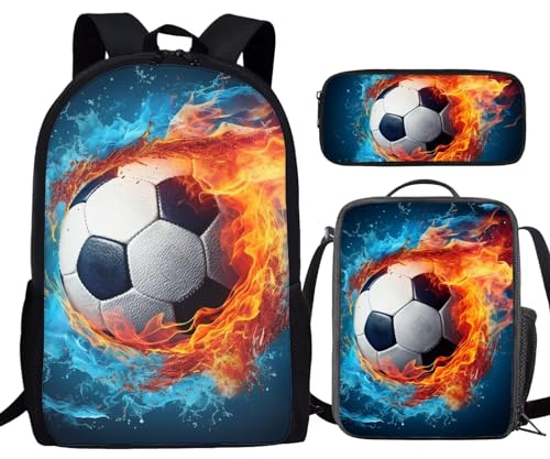 TSOVTHRID Schul-Büchertaschen für Mädchen und Jungen, Schüler-Laptop-Tasche, Tablet, Rucksack, isolierte Lunchtasche, Stifteetui, Handtasche, 3 Stück