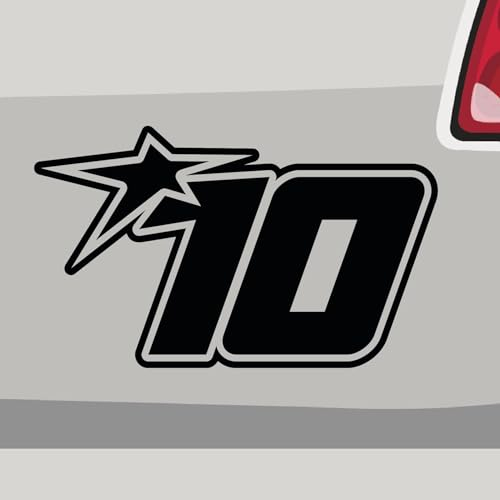 Stickerfreaks Startnummer 10 Aufkleber Stern Race Sticker Number Star Auto Bike Decal Aufkleber Größe: 10x6cm (S) | Farbe: 49-blau | Race Sticker Kleber Deko Tuning Startnummer