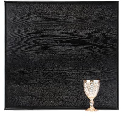 Vassoio da portata quadrato extra large da 50 cm, in legno massello, classico vassoio da tè e caffè, vassoio decorativo in legno nero, vassoio ottomano per servire snack, cucina, feste, bar, bordi