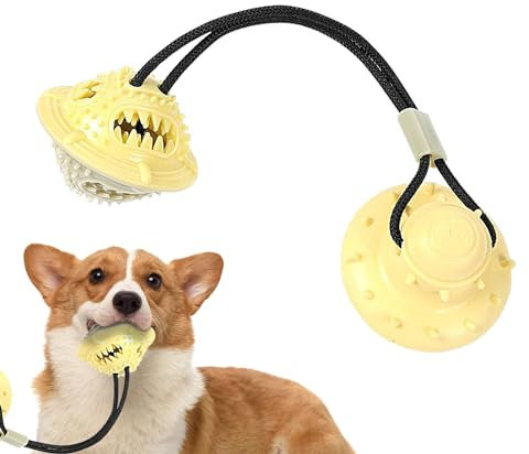 Jouet pour chien avec boule de corde, jouet pour chien avec ventouse, jouet à mâcher avec corde et balle pour fuites alimentaires, jouet avec ventouse P