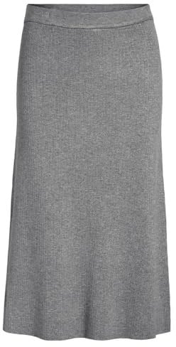 Vila Vicomfy A-Line Knit Skirt-Noos Jupe, Mélange de Gris Moyen, L Femmes