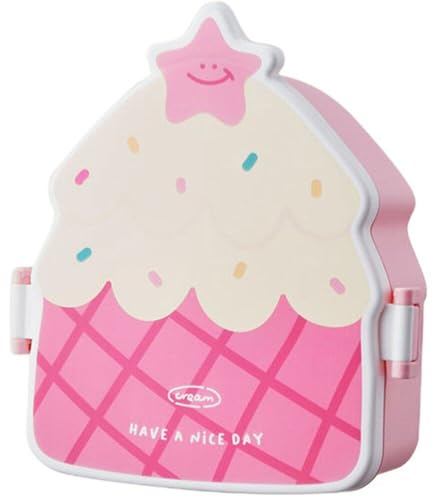 Portátil Kawaii para Niñas, Escuela, Niños, Caja Bento De Plástico, Caja De Comida para Microondas con Compartimentos, Contenedores De Almacenamiento