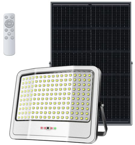 400W Focos Led Exterior Solares con Mando a Distancia, IP66 Impermeable Batería de Gran Capacidad y Gran Lamparas Solares, 6000K 60000LM Split Luz Solar Para Exterior y Jardín, Patios, Camino