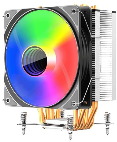 OAJABBGE Ventilador de PC para ordenador de sobremesa, rendimiento RGB, ventilador de refrigeración de CPU, 6 tubos de calor