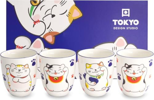 Tokyo Design Studio Kawaii – Lucky Cat – Tassen-Set – 4 Stück – 170ml