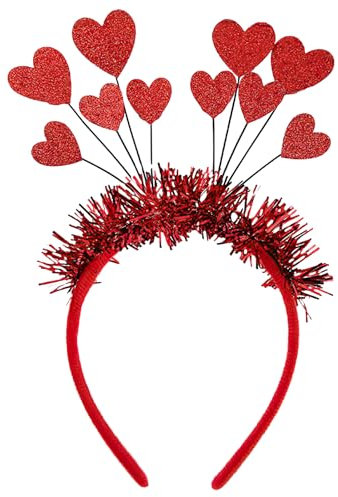 Herz Haarreif Rot, Glitzer Herzen Stirnband, Rot Herzen Haarreifen Kinder Mädchen, Haarband Haarschmuck Für Valentinstag Hochzeit Geburtstag Festival Party, Faschingsparty, Valentines Party
