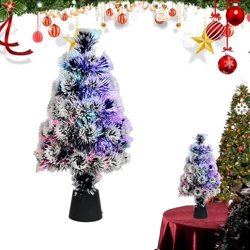Arbres de Noël avec lumières – Arbre artificiel qui change de couleur, décoration en fibre optique | faux arbre pré-éclairé pour la maison et les affaires | Centres de table de Noël, articles