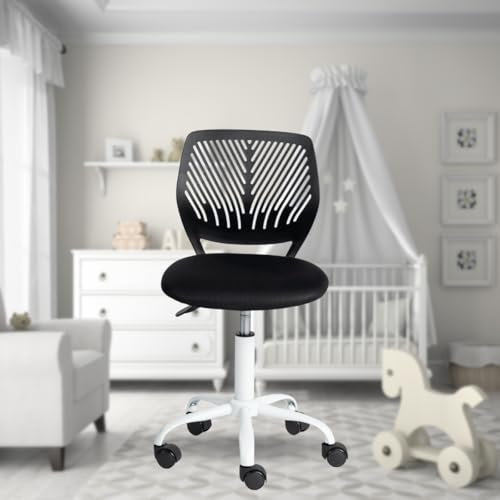 FurnitureR Chaise de Bureau Polyvalente pour Enfants, Chaise de Travail sans Accoudoirs à Hauteur Réglable, Chaise d'Étude Pivotante Colorée pour L'école et Le Bureau à Domicile, Noir