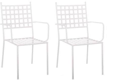 LOLAhome Pack 2 Silla de jardín Cartago Blanco | Estilo Hierro Forjado | Contract, Resistentes y Duraderas | Apilable y con Brazos | 56x61x90 cm | para Exterior, jardín, terraza | Cartago