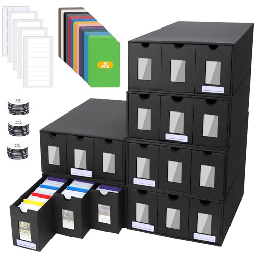 BILIPLE Sammelkarten-Aufbewahrungsbox für 18000+ Karten, MTG Deck Box mit Commander Display, Karten Box mit 48 Bunt Trennwänden, Trading Card Storage Box für TCG, PTCG, MTG, Sports Karten