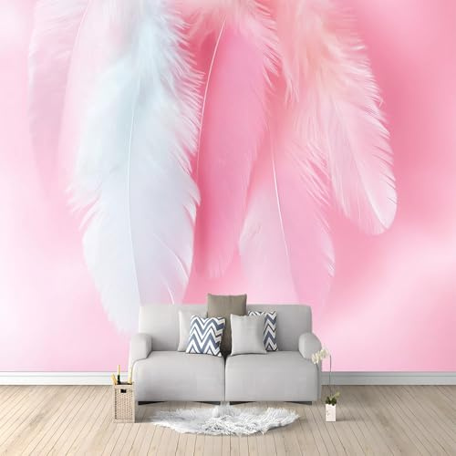Fototapete Fotografie Federn Tapete Wandbild Wandtapete Rosa, für Wohnzimmer Schlafzimmer Bürodekorationen 200 x 140 cm Vlies Tapete Wanddeko