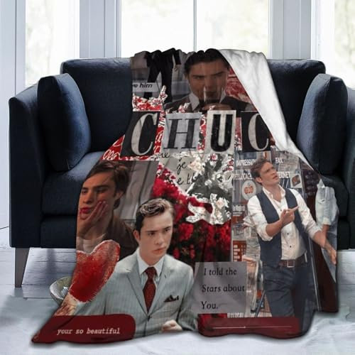 Foursssve Chuck Bass Überwurfdecke Ed Westwick Fleecedecke, weiche, gemütliche Flanelldecke, leichte Plüschdecke (3 Größen)
