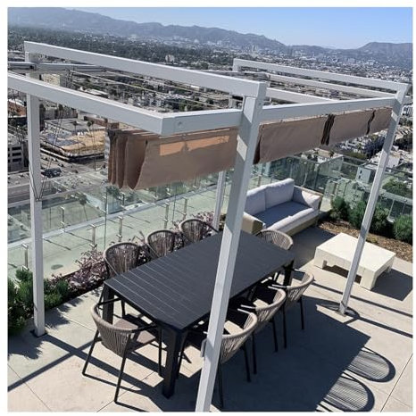 Rygcrud Pergola-Schattenspender Versenkbare Überdachung, Außen-Terrasse Wasserdicht Sonnensegel Schiebedraht Markise Für Pool Deck Yard, Anpassen(1x6m)
