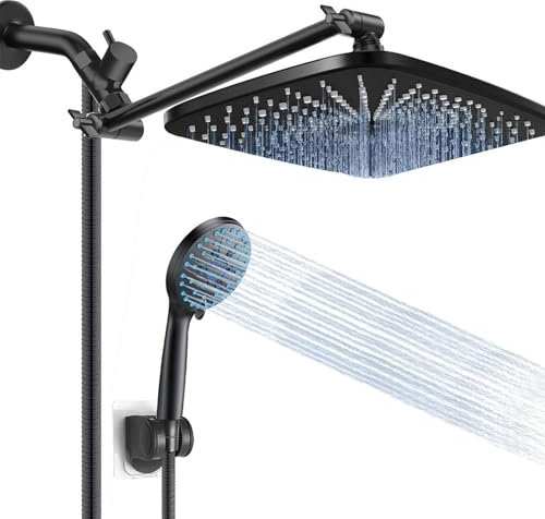 Alcachofa de ducha de alta presión - Ducha de mano con boquillas antiobstrucción y filtro purificador | Cabezal de ducha ajustable de 5 chorros, varilla de control inteligente, ducha económica para
