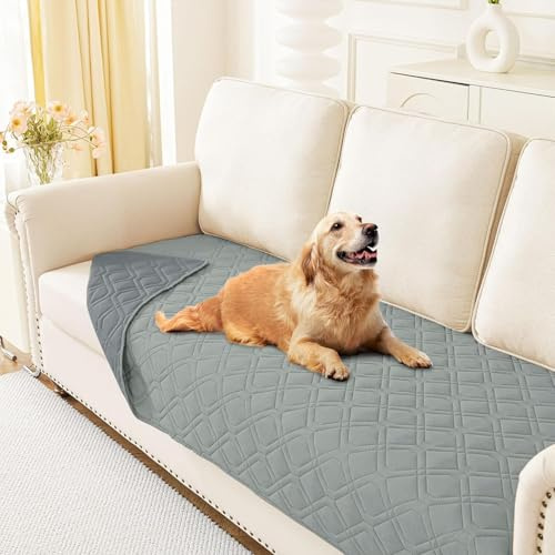 Homaxy Hundedecke Wasserdicht, 175x75cm, Grau+Dunkelgrau | Hundematte Outdoor Waschbar, Wendedecke Hunde Decke, Weich Katzendecke für Sofa Couch Bett Unterwegs