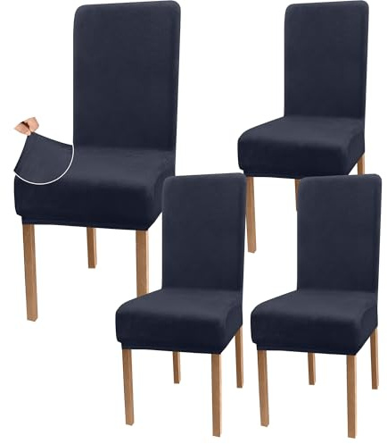 Granbest Parson Stuhlhussen aus Samt, super dehnbar, luxuriös, für Esszimmer, waschbar, ohne Armlehnen, Stuhlschoner für Kinder und Haustiere (4er-Set, Samtkohlegrau)