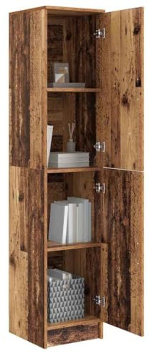 vidaXL Highboard Altholz 35 x 39 x 168 cm | Genug Platz, um deine Sachen zu verstauen, Rustikale strukturierte Oberfläche verleiht jedem Dekor Charakter,