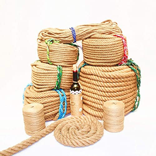 BgnEhRfL Seil, Schnur, Natürliches Juteseil, solides geflochtenes Hanfseil, multifunktionale gedrehte Juteschnur, for Klettern/Landschaftsbau/Dekorationen/Tauziehen(8mm)