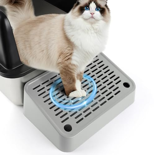 Bartuke Rampa de la Caja de Basura de Gato, escaleras elevadas de Gato para Gato, Pedal de Filtro de Basura para Gatito Gatos Viejos Caja de Basura automática de Gato de autolimpieza (Gris Claro)