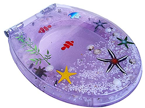 Toilet Seats, Slow Close Resin with Cover3D Heavy Duty Toilet Seats Lid,(Purple)